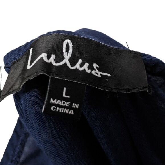 NWT LULUS Learning to Fly Navy Blue Halter Jumpsuit L - Picture 6 of 12